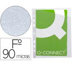 Funda q-connect corte oblicuo 290x195 mm cristal 4 taladros pvc 90 mc caja de 100 unidades