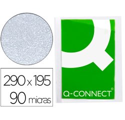 Funda protectora q-connect corte oblicuo 290x195 cristal sin taladros pvc 90mc caja de 100 unidades