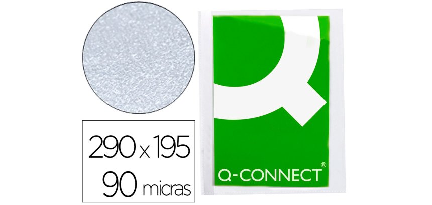 Funda protectora q-connect corte oblicuo 290x195 cristal sin taladros pvc 90mc caja de 100 unidades