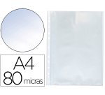 Funda multitaladro q-connect din a4 80 mc cristal bolsa de 100 unidades