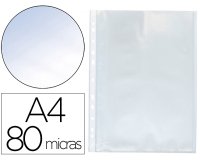 Funda multitaladro q-connect din a4 80 mc cristal bolsa de 100 unidades