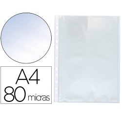 Funda multitaladro q-connect din a4 80 mc cristal bolsa de 100 unidades