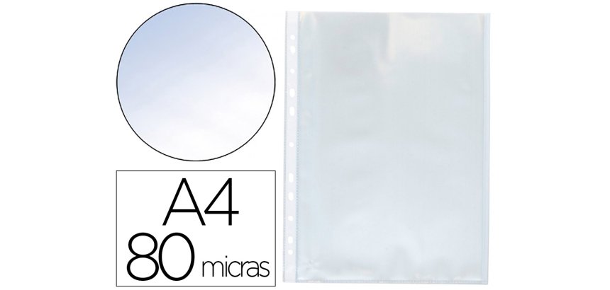 Funda multitaladro q-connect din a4 80 mc cristal bolsa de 100 unidades