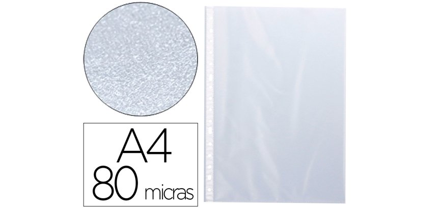 Funda multitaladro q-connect din a4 80 mc piel de naranja caja de 100 unidades