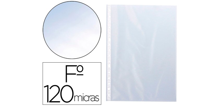 Funda multitaladro q-connect folio 120 mc cristal caja de 100 unidades