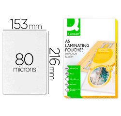 Paquete de 100 fundas de plastificar A5 q-connect 153 x 216 mm 80 micras