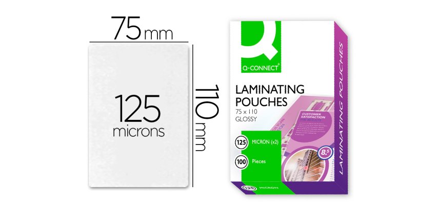 Paquete de 100 fundas de plastificar q-connect 75 X 110 mm 125 micras carnet de identidad