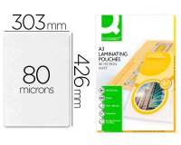 Paquete de 100 fundas de plastificar A3 q-connect 303 x 426 mm 80 micras Mate