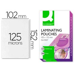 Paquete de 100  fundas de plastificación q-connect 102 x 152 mm carnet de fútbol 125 micras