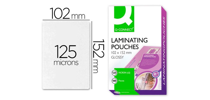 Paquete de 100  fundas de plastificación q-connect 102 x 152 mm carnet de fútbol 125 micras