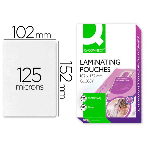 Paquete de 100 fundas de plastificación q-connect 102 x 152 mm carnet de fútbol 125 micras