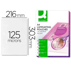 Paquete de 100 fundas de plastificar A4 q-connect 216 x 303 mm 125 micras