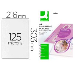 Paquete de 25 fundas de plastificar autoadhesivas A4 q-connect 303 x 216 mm 125 micras