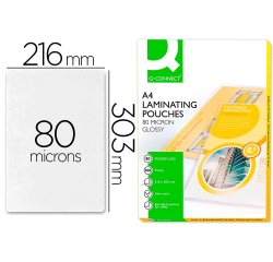 Paquete de 100 fundas de plastificar q-connect A4 216 x 303 mm 80 micras