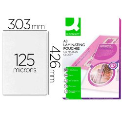 Paquete de 100 fundas de plastificar A3 q-connect 303 x 426 mm 125 micras