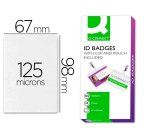 Paquete de 25 fundas de plastificar termica q-connect 67 x 98 mm 125 micras con clip para tarjetas de visita