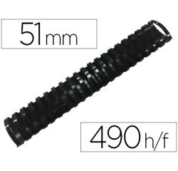 Canutillo q-connect ovalado 51 mm plastico negro capacidad 490 hojas caja de 10 unidades