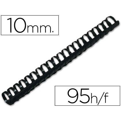 Canutillo q-connect redondo 10 mm plastico negro capacidad 95 hojas caja de 100 unidades