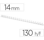 Canutillo q-connect redondo 14 mm plastico blanco capacidad 130 hojas caja de 100 unidades