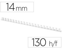 Canutillo q-connect redondo 14 mm plastico blanco capacidad 130 hojas caja de 100 unidades