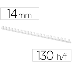 Canutillo q-connect redondo 14 mm plastico blanco capacidad 130 hojas caja de 100 unidades