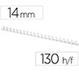 Canutillo q-connect redondo 14 mm plastico blanco capacidad 130 hojas caja de 100 unidades