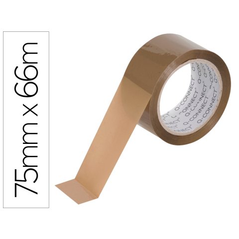 Cinta adhesiva polipropileno havana 45 micras q-connect 66 m x 75 mm