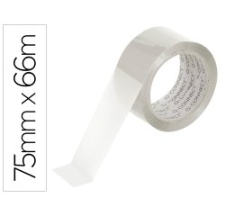 Cinta adhesiva polipropileno 45 micras transparente q-connect 66 m x 75 mm