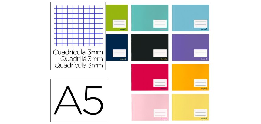 Libreta liderpapel write a5 apaisada 32h 60gr cuadro 3 mm con margen
