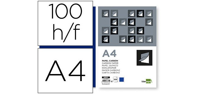 Papel carbon liderpapel film azul din a4 caja de 100 hojas