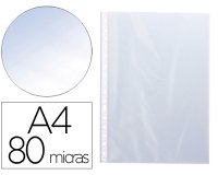 Funda multitaladro q-connect din a4 80 mc cristal caja de 100 unidades