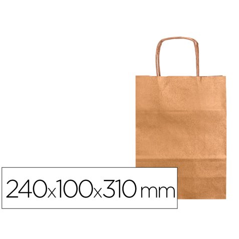 Bolsa kraft q-connect natural asa retorcida 240x100x310 mm