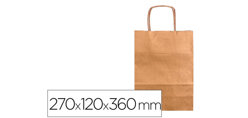 Bolsa kraft q-connect natural asa retorcida 270x120x360 mm