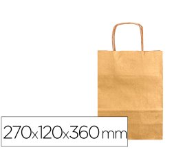 Bolsa kraft q-connect oro asa retorcida 270x120x360 mm