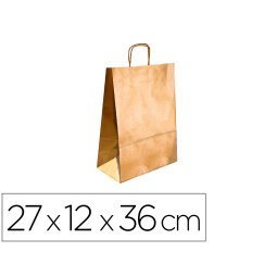 Bolsa kraft q-connect oro asa retorcida 270x120x360 mm