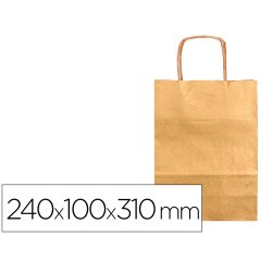 Bolsa kraft q-connect oro asa retorcida 240x100x310 mm
