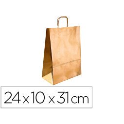 Bolsa kraft q-connect oro asa retorcida 240x100x310 mm