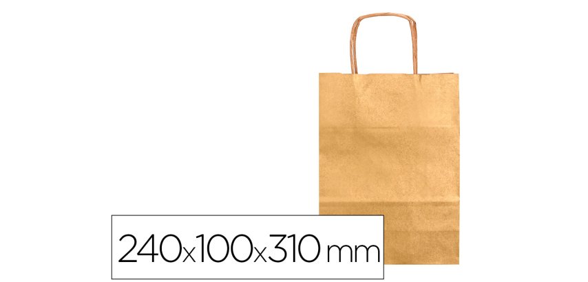 Bolsa kraft q-connect oro asa retorcida 240x100x310 mm