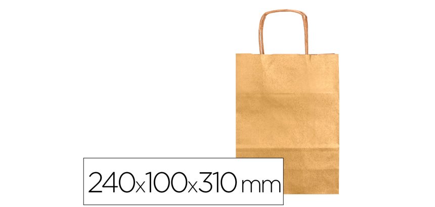 Bolsa kraft q-connect oro asa retorcida 240x100x310 mm