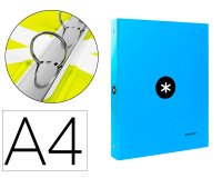 Carpeta antartik a4 forrada 4 anillas 25 mm redondas color azul