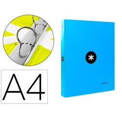 Carpeta antartik a4 forrada 4 anillas 25 mm redondas color azul
