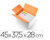 Caja para embalar q-connect ultra resistente regulable en altura carton canal doble 7 mmcolor blanco 450x280x375 mm