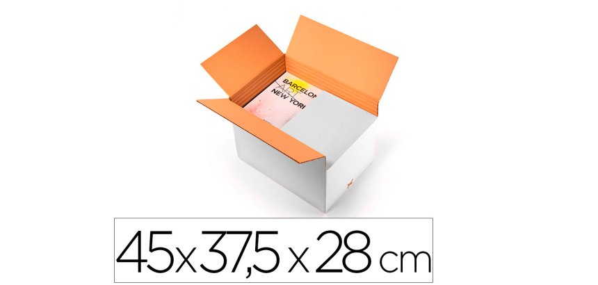Caja para embalar q-connect ultra resistente regulable en altura carton canal doble 7 mmcolor blanco 450x280x375 mm
