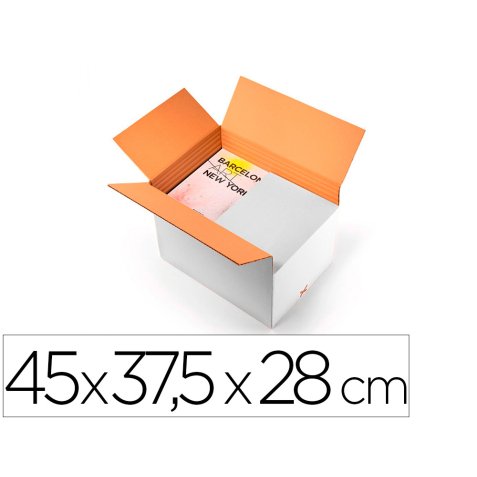 Caja para embalar q-connect ultra resistente regulable en altura carton canal doble 7 mmcolor blanco 450x280x375 mm
