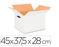 Caja para embalar q-connect americana ultra resistente con asas carton canal doble 7 mm color blanco 450x280x375 mm