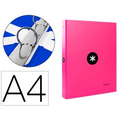 Carpeta antartik a4 forrada 4 anillas 25 mm redondas color rosa