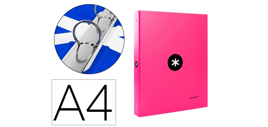 Carpeta antartik a4 forrada 4 anillas 25 mm redondas color rosa