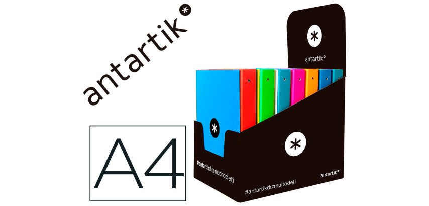 Carpeta antartik a4 forrada 4 anillas 25 mm redondas colores surtidos
