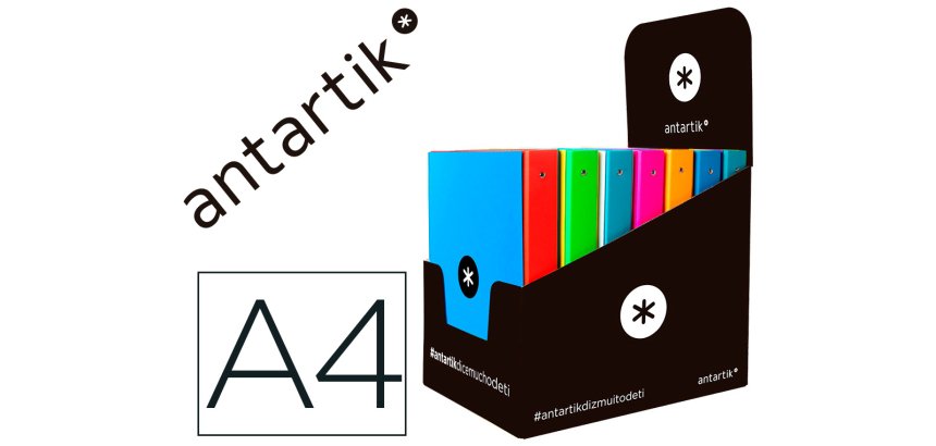 Carpeta antartik a4 forrada 4 anillas 25 mm redondas colores surtidos