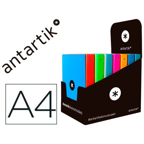 Carpeta antartik a4 forrada 4 anillas 25 mm redondas colores surtidos